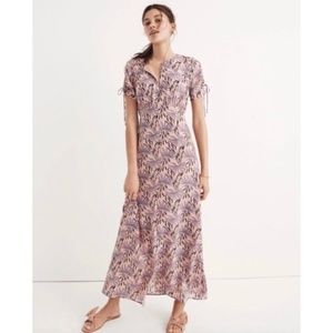MADEWELL SILK MAXI DRESS in PINK OASIS PALMS